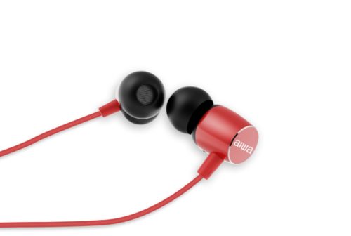 Aiwa ESTM-20RD dinamikus vezetékes fülhallgató mély basszussal és kristálytiszta hangzással, piros színben