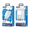 Jellico EU01 Hálózati töltő 2,4A 12W 1xUSB + USB-C adatkábel, Fehér