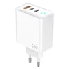 Jellico EU20 GaN PD Hálózati töltő 65W 2 x USB-C + 1 xUSB QC3.0, fehér