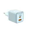 JELLICO fali töltő EU55BL GaN PD 33W 1xUSB-C + 1xUSB QC3.0, kék
