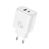 Foneng fali töltő EU67 PD 45W GaN 1xUSB-C + 1xUSB QC3.0 + kábel USB-C - USB-C, fehér