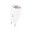 Foneng fali töltő EU71 PD 30W 1xUSB-C + 1xUSB QC3.0 + kábel USB-C - USB-C, fehér