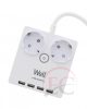 Well EXTS-2S3M-PROT/USB4-WL Kettő férőhelyes földelt kapcsolós elosztó + 4x USB