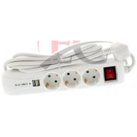   Well EXTS 3S3M USB WL Három férőhelyes földelt kapcsolós elosztó + 2x USB