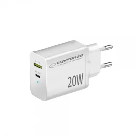   Esperanza gyorstöltő 20w usb-c pd 20w / usb-a qc 3.0 18w fehér