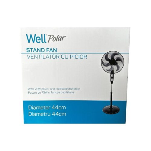 Well FAN-STAND-POLAR-WL álló ventilátor fekete, 40 cm, 75W