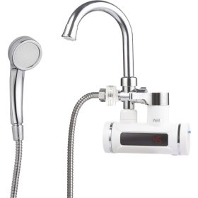   Well FCT-EL-RAINFALL-WL Elektromos átfolyós vízmelegítő csaptelep LCD kijelzővel, Falra szerelhető