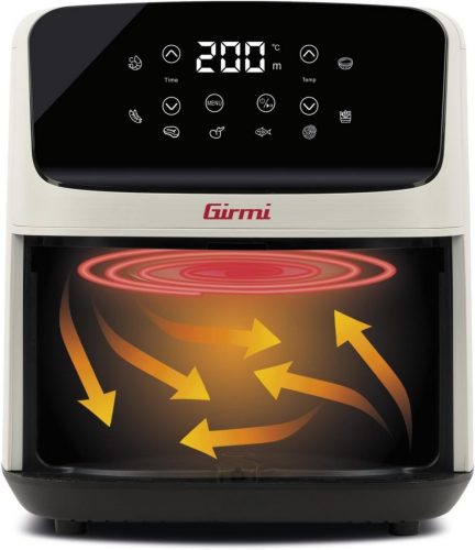 Girmi FG27 Ecofrit Lite forrólevegős sütő – 4.2 liter, 8 program, digitális kijelző, állítható hőmérséklet, Homok-bézs szín (FG2701)