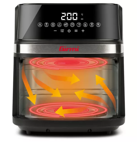 Girmi FG90 Ecofrit Premium forrólevegős sütő – 9 liter, dupla fűtőelem, 10 program, digitális kijelző. Nagy adagok, olaj nélkül, profin!
