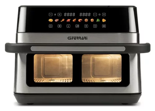 G3 Ferrari G10223 Friggisano 6+6 forrólevegős sütő, dupla 6 literes zóna, 12 literes XXL kapacitás, 10 program, 2200 W, digitális kijelző