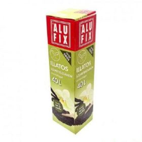   ALUFIX ILLATOS SZEMETESZSÁK ZÁRÓSZALAGGAL 40L (12DB/TEKERCS) 53CMX60CM FEKETE TEA ÉS VANÍLIA ILLAT