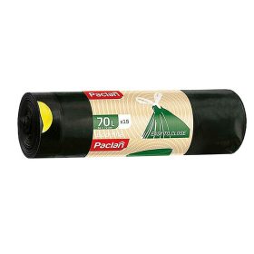   PACLAN ECOLINE ZÁRSZALAGOS SZEMETESZSÁK 70L (15DB/TEKERCS) 64CMX72CM  ÚJRAHSZNOSÍTOTT ANYAGBÓL KÉSZÜLT!