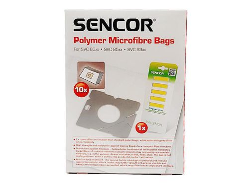 IZ-SVC93S.10 SENCOR SVC 60XX / SVC 85XX / SVC 93XX GYÁRI POLIMER MIKROSZÁLAS PORZSÁK (10DB+5DB PORZSÁK ILLATOSÍTÓ RÚD/CSOMAG)