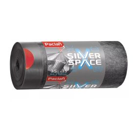  PACLAN SILVER SPACE ZÁRÓSZALAGOS SZEMETESZSÁK 35L (15DB/TEKERCS) 53CMX60CM 28MY (RUGALMAS, 2 RÉTEGŰ, SZAKADÁSÁLLÓ.)