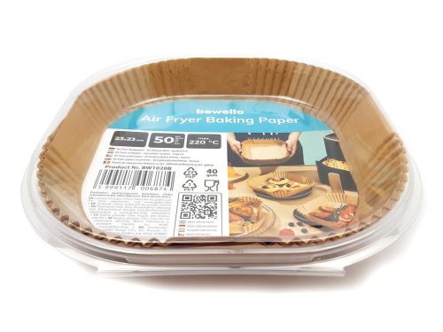 AIR FRYER SÜTŐPAPÍR FORRÓLEVEGŐS / OLAJ NÉLKÜLI SÜTŐHÖZ 23X23CM NÉGYZET (50DB/CSOMAG)