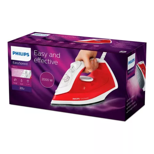 Philips GC1742/40 EasySpeed Gőzölős Vasaló - Kerámia Vasalótalppal, 2000 W, Piros/Fehér