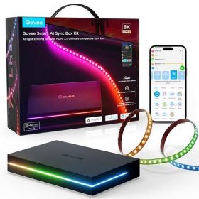   Govee AI szinkronizáló doboz 2  55-65 hüvelykes képernyőkhöz Max 8K 240HZ Matter APP + Wifi + Bluetooth vezérléssel, GOVH8604