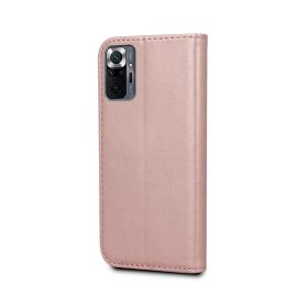   Telefontok Xiaomi Redmi Note 10 Pro / Note 10 Pro Max - Smart Magnetic rose gold szilikon keretes mágneses könyvtok, GSM108077