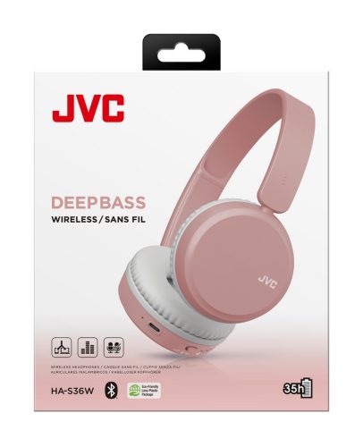JVC HA-S36W-P-U Bluetooth fejhallgató pink színben, akár 35 órás üzemidővel