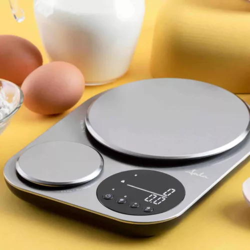 Jata HBAL1254 inox digitális konyhai mérleg, dupla mérőfelület, 5kg