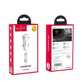   HOCO autós töltő Z27 Staunch dual port töltőadapter 1m Type-C kábellel