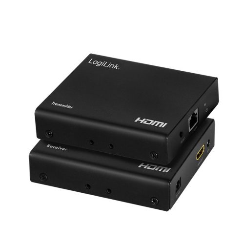Logilink HDMI bővítő/elosztó készlet LAN-on keresztül, 70 m, 1x2 port, 4K/60 Hz, HDR, IR, POC