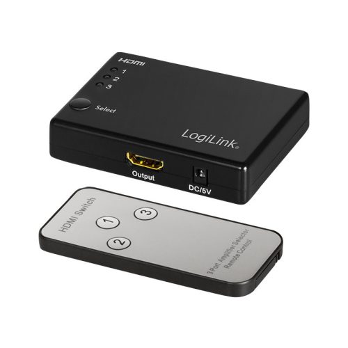 Logilink HDMI kapcsoló, 3x1 port, 1080p/60 Hz, HDCP, CEC, RC