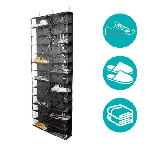 Timeless Home Ajtóra szerelhető cipőtároló-fekete (HOP1000102-1)