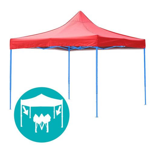 Timeless Garden Összecsukható kerti pavilon több típusban-2,9x2,9 méteres-piros-pavilon+oldalfal+hordtáska (HOP1000807-2)