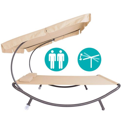 Timeless Garden Kétszemélyes napozóágy árnyékolóval-bézs (HOP1000813-1)