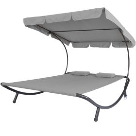   Timeless Garden Kétszemélyes napozóágy árnyékolóval-szürke (HOP1000813-2)