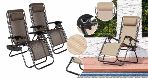 Timeless Garden Zéró gravitáció kerti szék ajándék pohártartóval, 2 db-barna (HOP1000830)