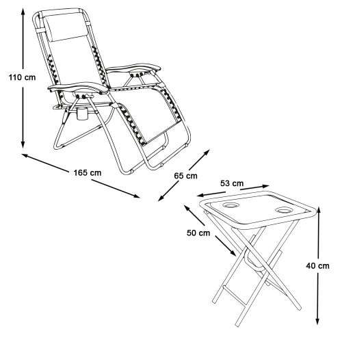 Timeless Garden 2 db zéró gravitáció kerti szék asztallal (HOP1000918-1)