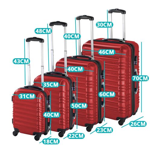 Timeless Home 4 db-os merev falú bőrönd szett, 4 színben-piros (HOP1000938-3)