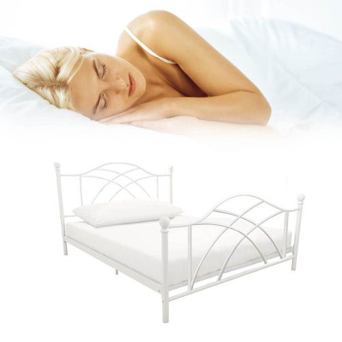 Timeless Home Lotti fém ágykeret ajándék ágyráccsal, több méretben és színben-Fehér 90x200 cm (HOP1001132-2)
