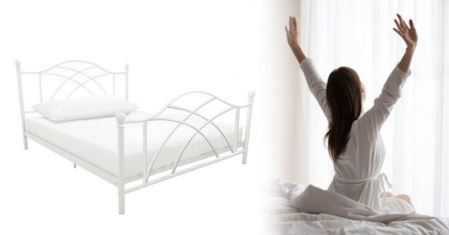 Timeless Home Lotti fém ágykeret ajándék ágyráccsal, több méretben és színben-Fehér 90x200 cm (HOP1001132-2)