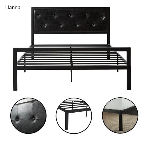 Timeless Home Hanna fém ágykeret ajándék ágyráccsal, több méretben és színben-Fekete 160x200 cm-es-fekete (HOP1001138-1)