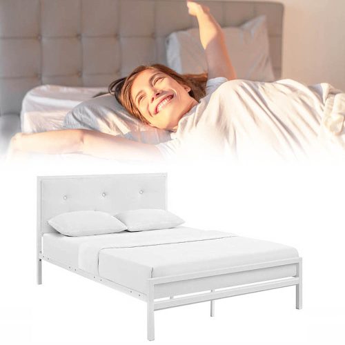 Timeless Home Hanna fém ágykeret ajándék ágyráccsal, több méretben és színben-Fehér 160x200 cm-es-fehér (HOP1001138-2)