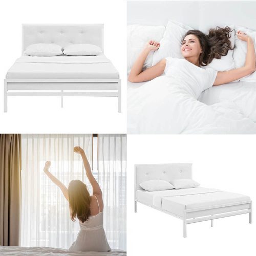 Timeless Home Hanna fém ágykeret ajándék ágyráccsal, több méretben és színben-Fehér 160x200 cm-es-fehér (HOP1001138-2)