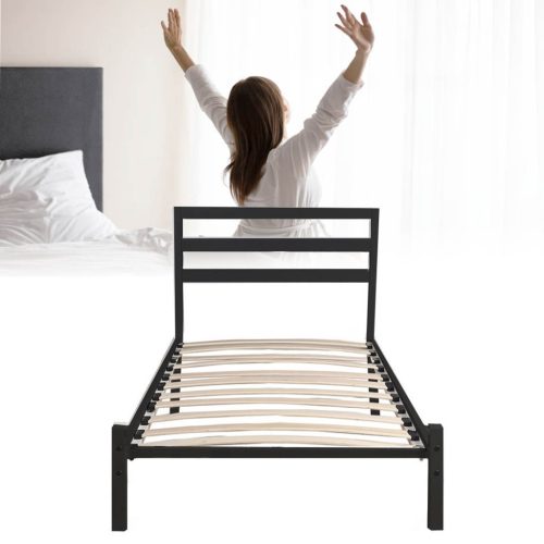 Timeless Home Bella fém ágykeret ajándék ágyráccsal, több méretben és színben-Fekete 90x200 cm-es-fekete (HOP1001140-1)