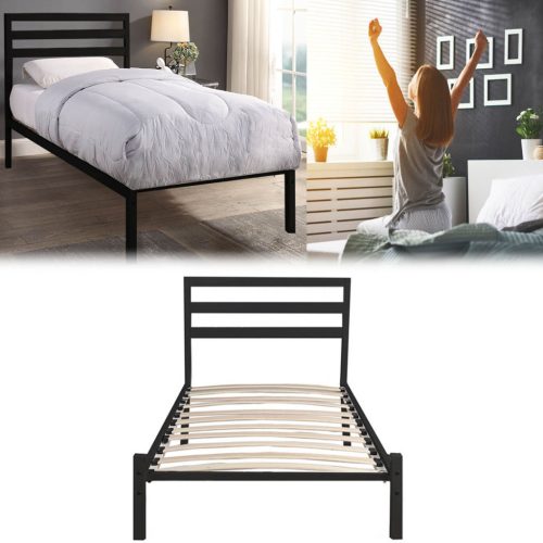 Timeless Home Bella fém ágykeret ajándék ágyráccsal, több méretben és színben-Fekete 90x200 cm-es-fekete (HOP1001140-1)
