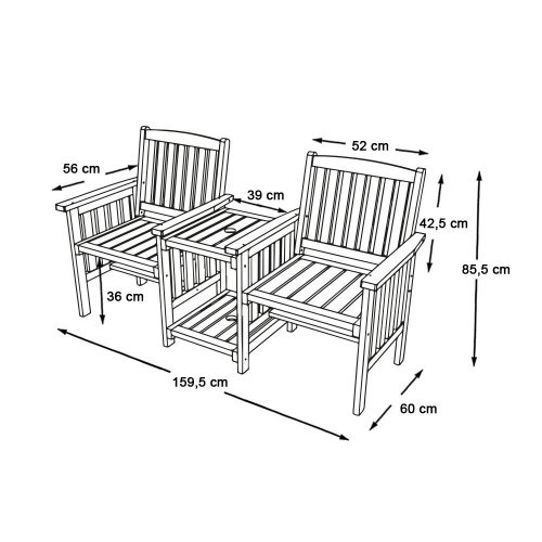 Timeless Garden Fa 2 személyes kerti garnitúra (HOP1001210)