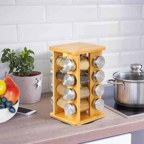 Timeless Gourmet Bambusz fűszertartó állvány, 16db-os (HOP1001272)