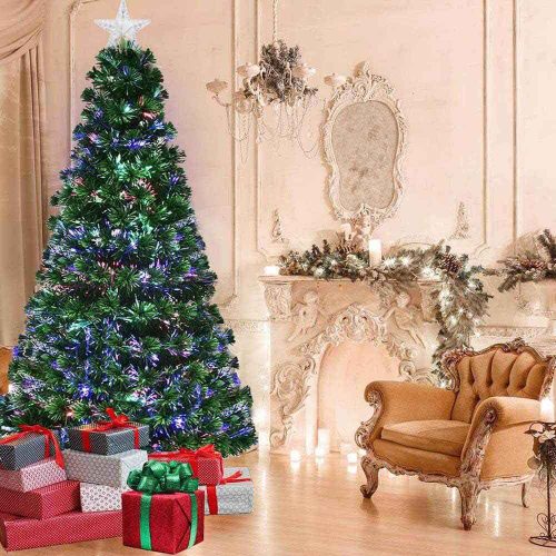 Timeless Christmas Műfenyő száloptikával színes LED-del több típusban-210 cm-es (HOP1001386-4)