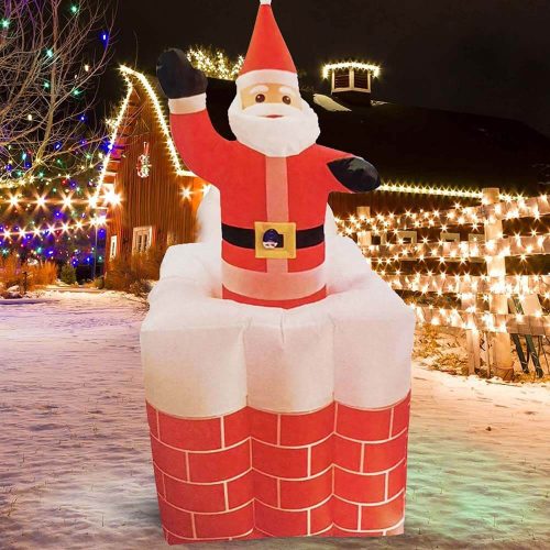 Timeless Christmas Felfújható karácsonyi figurák-Mikulás kéményben (HOP1001455)