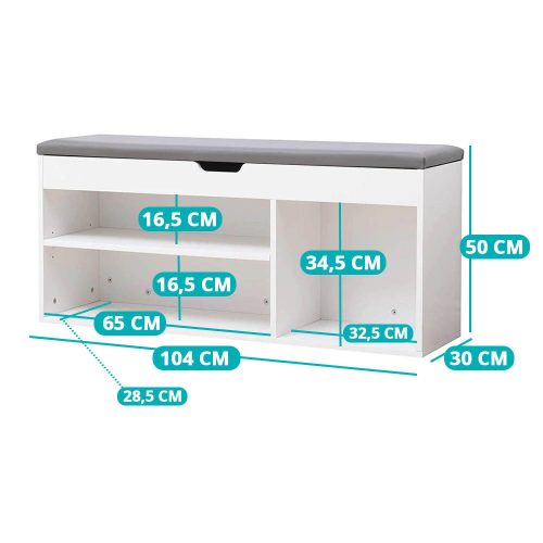 Timeless Home Cipőtároló pad párnázott üléssel (HOP1001463-1)