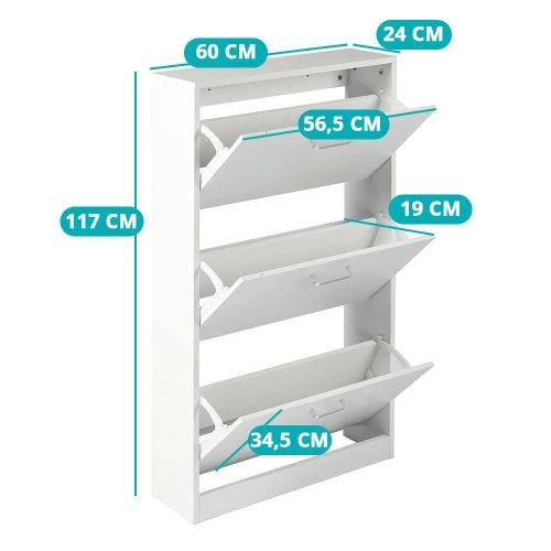 Timeless Home Cipős szekrény 3 részes, fehér színben (HOP1001526)