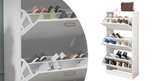 Timeless Home Cipős szekrény 3 részes, fehér színben (HOP1001526)