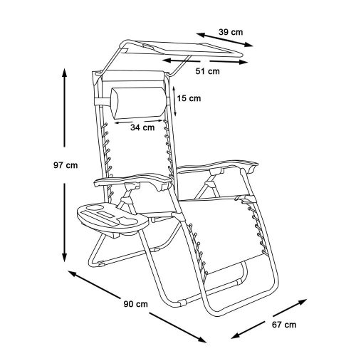 Timeless Garden Zéró gravitáció szék napellenzővel és pohártartóval 2 db, több színben-szürke (HOP1001529-1)