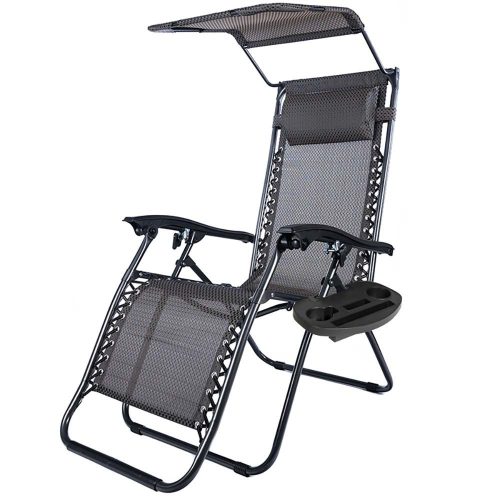 Timeless Garden Zéró gravitáció szék napellenzővel és pohártartóval 2 db, több színben-fekete (HOP1001529-2)